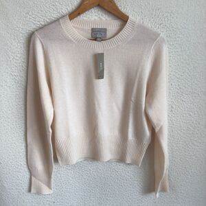 J Crew Cashmere shrunken crewneck sweater Womens Medium Snow